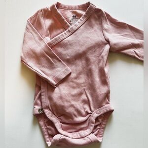 H&M Organic Cotton Wrap around Pink Long Sleeve Baby Bodysuit